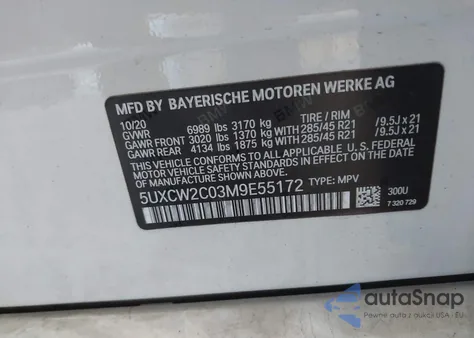 2021 BMW X7 xDrive40I from USA, damaged, VIN 5UXCW2C03M9E55172